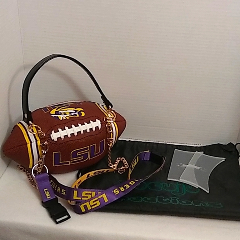 LIMITED EDITION HANDMADE Football Purse NCAA COLLEGE (LSU TIGERS) 🏈 - Picture 5 of 17